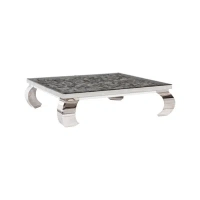 Phillips Collection Shell Coffee Table, Glass Top, Ming Stainless Steel Legs In Gray,brown