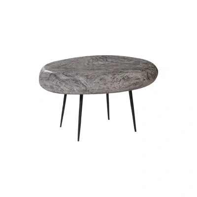 Phillips Collection Skipping Stone Side Table, Gray Stone, Forged Legs