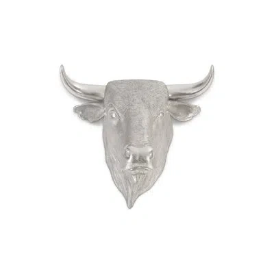 Phillips Collection Spanish Fighting Bull Sculpture Wall Décor In Silver