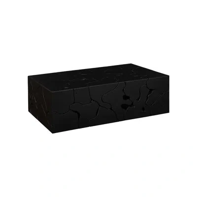Phillips Collection Teak Coffee Table, Rectangle, Black In Black;burnt