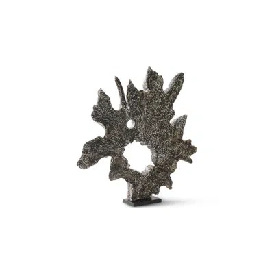 Phillips Collection Teak Sculpture On Stand In Black;gray