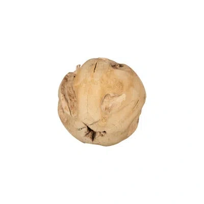 Phillips Collection Teak Wood Ball Large Sculpture In Bleached