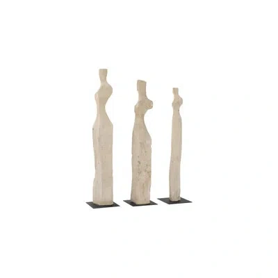 Phillips Collection White Stone Cast Women 3 Pieces Statue Set In Black;off White