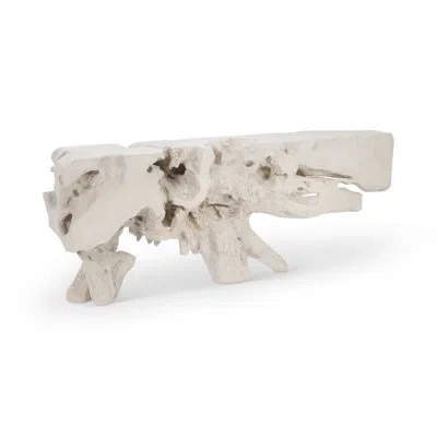 Phillips Collection White Stone Freeform Console Table, Roman Stone, Lg
