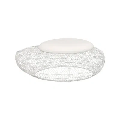 Phillips Collection Wire Mesh Stone Stool With Cushion In White