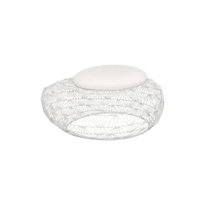 Phillips Collection Wire Mesh Stone Stool With Cushion In White