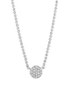 Phillips House 14k White Gold Affair Diamond Pave Bead Chain Pendant Necklace, 16-18 In White