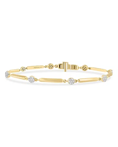 Phillips House 14k Yellow Gold & Rhodium Diamond Knife Edge Micro Infinity Line Bracelet In Gold/white