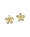 Phillips House 14k Yellow Gold & Rhodium Diamond Pave Edge Forget-me-not Medium Stud Earrings In Gold