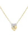 Phillips House 14k Yellow Gold Aura Diamond Double Heart Pendant Necklace, 16-18 In Gold/white