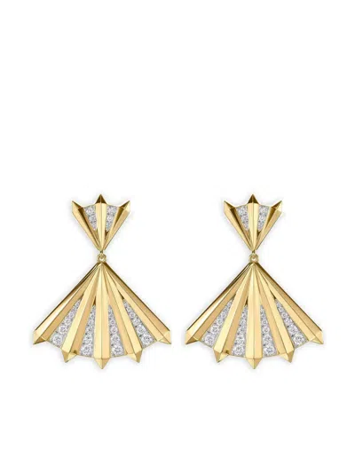 Phillips House 14k Yellow Gold Aura Fan Diamond Earrings