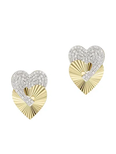 Phillips House 14k Yellow Gold Aura Interlocking Heart Diamond Large Earrings