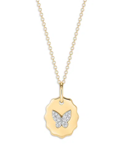 Phillips House 14k Yellow Gold Diamond Butterfly Medallion Necklace, 0.09 Tcw