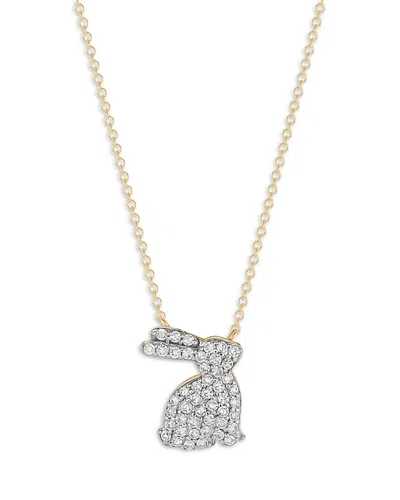 Phillips House 14k Yellow Gold Diamond Mini Bunny Necklace, 0.24 Tcw
