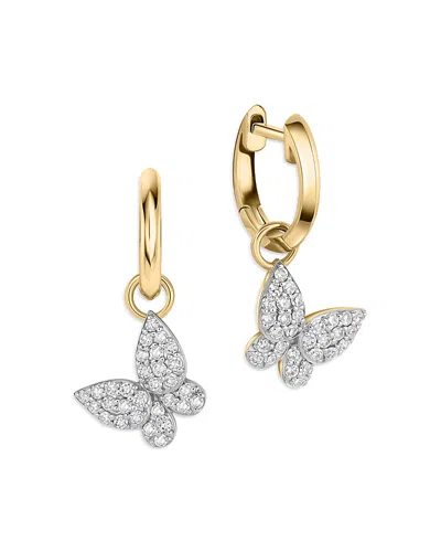 Phillips House 14k Yellow Gold Diamond Mini Butterfly Huggie Hoop Earrings, 0.32 Tcw In Multi
