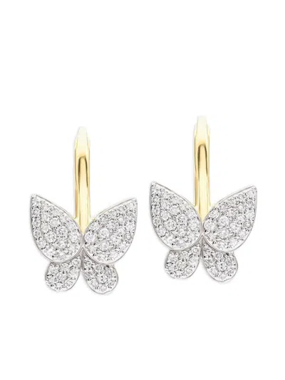 Phillips House 14k Yellow Gold Petite Butterfly Leverback Diamond Earrings In Metallic