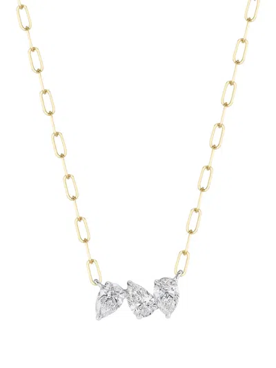 Phillips House 18k Yellow Gold And Paltinum Pear Diamond Necklace