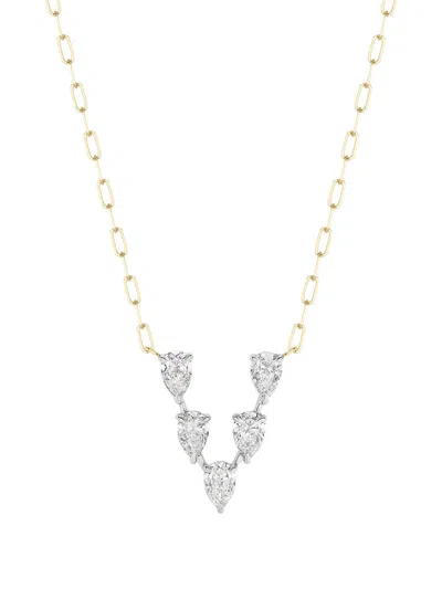 Phillips House 18k Yellow Gold And Platinum Pear V Diamond Necklace