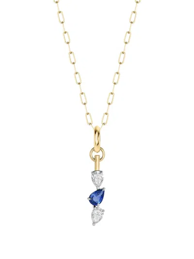 Phillips House Diamond Sapphire Triple Drop Necklace In Gold