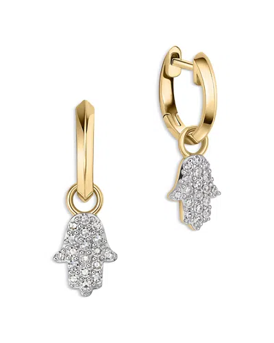 Phillips House Phillip House 14k Yellow Gold Diamond Mini Infinity Hamsa Huggie Hoop Earrings, 0.21 Tcw