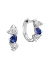 Phillips House Platinum Diamond And Sapphire Huggie Earrings In Silver