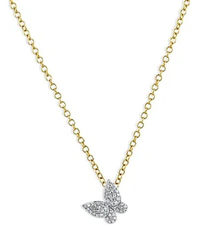 Phillips House Rhodium & 14k Gold Symphony Diamond Butterfly Pendant Necklace, 16-18 In White/gold
