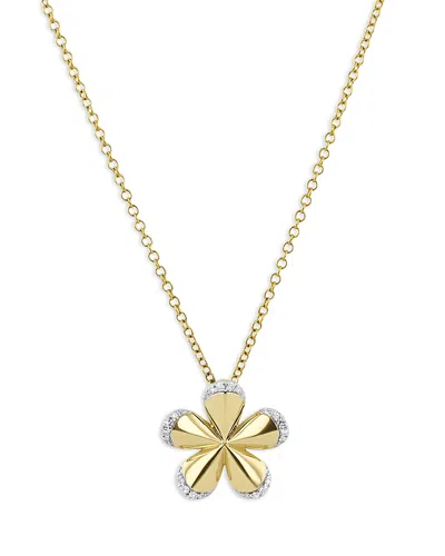Phillips House Rhodium & 14k Gold Symphony Diamond Edge Flower Pendant Necklace, 16-18