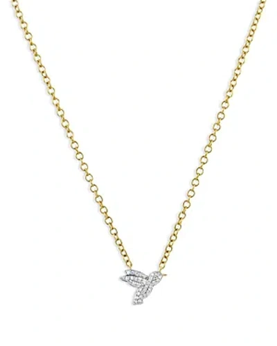 Phillips House Rhodium & 14k Gold Symphony Diamond Hummingbird Pendant Necklace, 16-18