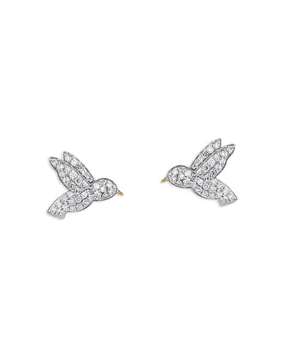 Phillips House Rhodium & 14k Gold Symphony Diamond Hummingbird Stud Earrings
