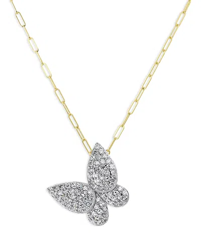 Phillips House Rhodium & 14k Yellow Gold Diamond Medium Butterfly Necklace, 16-18 In White/gold