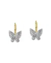 Phillips House Rhodium & 14k Yellow Gold Diamond Petite Butterfly Leverback Earrings In White/gold
