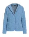 Philly Firenze Woman Jacket Light Blue Size Xxl Wool, Polyester In Blue