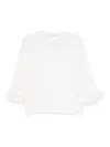 Philo-sofie Feather-trim Round-neck Sweater In White