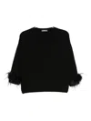 Philo-sofie Feather-trimmed Crew-neck Sweater In Black