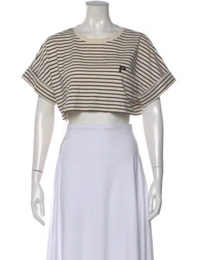 Pre-owned Philo-sofie Striped Crew Neck Crop Top In Neutral