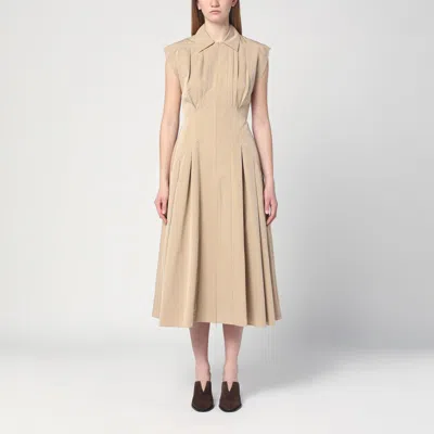 Philosophy Beige Longuette Dress In Technical Cotton