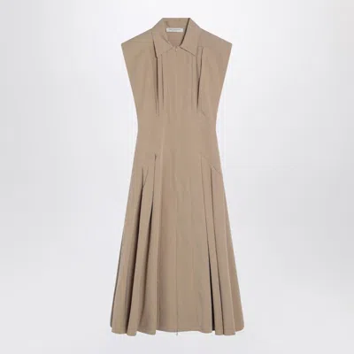 Philosophy Beige Longuette Dress In Technical Cotton