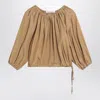 Philosophy Di Lorenzo Serafini Beige Ruched Cotton-blend Blouse