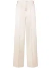 Shop Philosophy Beige Satin Straight-leg Trousers