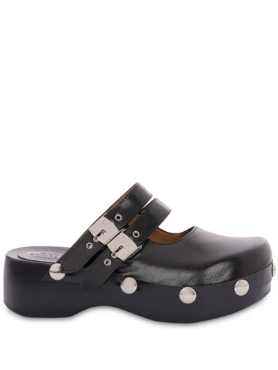 Philosophy Black Buckle-fastening Mules