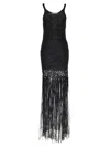 Philosophy Di Lorenzo Serafini Fringed Woven Suede Fabric Long Dress