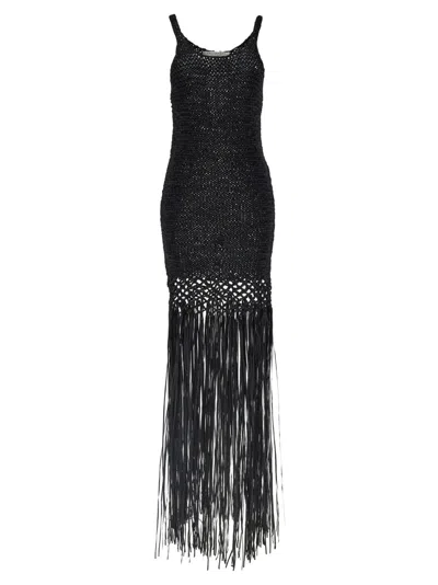 PHILOSOPHY DI LORENZO SERAFINI BLACK WEAVED DRESS