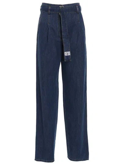 PHILOSOPHY DI LORENZO SERAFINI BLUE JEANS WITH FRONT PLEATS