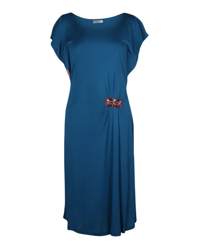 Philosophy By Alberta Ferretti Philosophy Di Alberta Ferretti Midi Dress With Embellishment In Blue Polyester