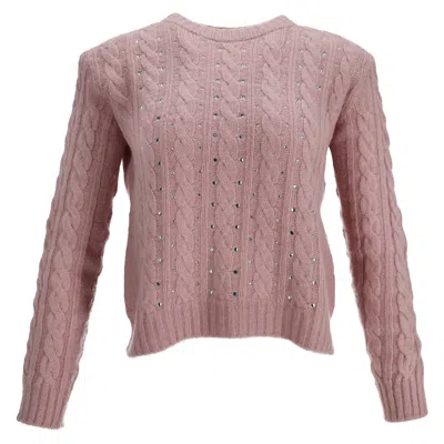 Philosophy By Lorenzo Serafini Philosophy Di Lorenzo Serafini Embellished Cable Knit Sweater In Pink Polyamide