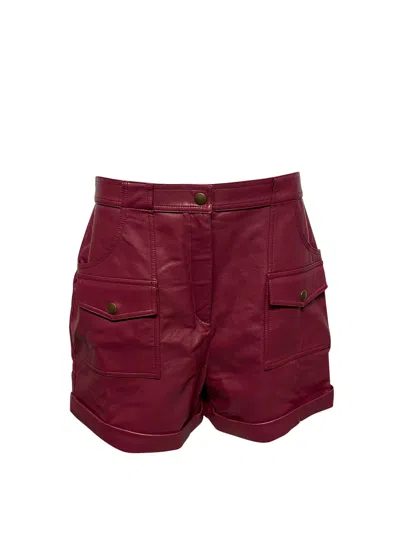 Philosophy By Lorenzo Serafini Philosophy Di Lorenzo Serafini Faux Leather Shorts In Burgundy Polyester