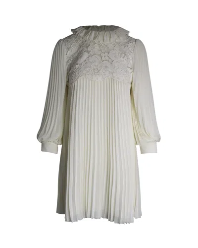 Philosophy By Lorenzo Serafini Philosophy Di Lorenzo Serafini Lace-paneled Pleated Mini Dress In White Polyester