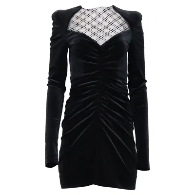 Philosophy By Lorenzo Serafini Philosophy Di Lorenzo Serafini Mesh Accent Ruched Mini Dress In Black Velvet