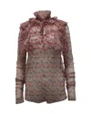 Philosophy By Lorenzo Serafini Philosophy Di Lorenzo Serafini Printed Ruffle Collar Blouse In Multicolor Silk In Multi