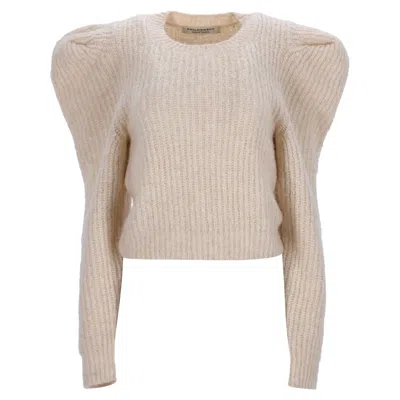 Philosophy By Lorenzo Serafini Philosophy Di Lorenzo Serafini Ribbed Knit Cropped Pullover In Cream Acrylic In White